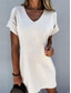 cheap Plain Dresses-Women&#039;s White Dress Shirt Dress T Shirt Dress Tee Dress Summer Dress Active Fashion Modern Outdoor Vacation Daily Loose Fit Plain Short Sleeve V Neck Black White Gray Summer Spring