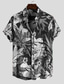 levne Havajské košile-Pánské Košile Havajská košile Letní košile Grafická košile Aloha košile Grafika Květinový Límeček Límeček s knoflíkem Černobílá Světle zelená Modrobílá Tisk Párty Denní Krátký rukáv Tisk Oblečení Šik
