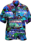 tanie Koszule hawajskie-Męskie Koszula Koszula hawajska Wzory graficzne Hipisowskie Autobus Wieczorne Jasnożółty Czarny Jasnozielony Fioletowy Brązowy Codzienny Hawajskie Krótki rękaw Przycisk w dół Nadruk Odzież Tropikalny