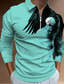voordelige 3D-ritspolo-Voor heren POLO Shirt Golfshirt dier Grafische prints Adelaar Strijkijzer Lichtgeel Geel blauw Paars Bruin 3D-afdrukken Buiten Straat Lange mouw Vetoketju Afdrukken Kleding Modieus Ontwerper Casual