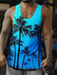 billige 3D-herreskjorter-Herre Vest Top Grafisk Kokos palme V-hals Tøj 3D-udskrivning Afslappet Daglig Uden ærmer Trykt mønster Mode Designer Letvægt