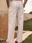 cheap Casual Pants-Men&#039;s Linen Pants Trousers Summer Pants Pocket Drawstring Elastic Waist Plain Outdoor Daily Going out Linen / Cotton Blend Streetwear Stylish White Pink