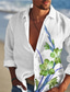 levne Pánské košile s potiskem-Pánské Košile Grafika Květinový Do V Bílá Modrá + zelená Šedá Tisk Venkovní Ležérní Dlouhý rukáv 3D tisk Oblečení Módní Designové Na běžné nošení Pohodlné