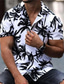 رخيصةأون قمصان استوائية-رجالي قميص قميص هاواي شجرة جوز الهند مطبوعات غرافيك طوي أبيض أصفر أزرق أرجواني برتقالي شارع فضفاض كم قصير طباعة زر أسفل ملابس استوائي موضة ستايل هاواي مصمم