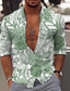 billige Skjorter med tryk til mænd-Herre Skjorte Hawaii skjorte Grafisk Blomstret Hawaiiansk Aloha Design Krave Sort Blå Lilla Brun Grøn Trykt mønster udendørs Afslappet Langærmet 3D-udskrivning Knap ned Tøj Mode Designer Afslappet