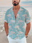 voordelige Hawaiiaanse overhemden-Voor heren Overhemd Hawaiiaans overhemd Bloemig Flamingo Grafische prints Strijkijzer Blauw-Groen Zwart Wit blauw Licht Blauw Casual Feestdagen Korte mouw Button-omlaag Afdrukken Kleding Tropisch