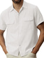 billige fritidsskjorter for menn-Herre linskjorte Skjorte Knaphul Vår sommer Kort Erme Hvit Rosa Blå عادي Avslappet Daglig Klær Lomme
