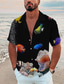 billiga Tropiska skjortor-Herr Skjorta Sommarskjorta Hawaii skjorta Grafisk Landskap Nedvikt Svart Gul Marinblå Marinblå Blå Tryck Utomhus Gata Kortärmad Mönster Button-Down Kläder Mode Hawaiisk Designer Ledigt