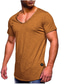 billige Casual T-skjorter for menn-Herre T skjorte V-hals Fritid Muskel Kortermet Svart Hvit Gul Lysegrønn Rød Himmelblå Helfarge V-hals Klær Klær Fritid Muskel
