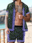 billige Herreskjortesæt-Herre Skjorte sæt Sommer skjorte Hawaii skjorte Lejrskjorte Aloha skjorte Blomstret Aftæpning militærgrøn Navyblå Blå Mørkeblå 3D-udskrivning udendørs Afslappet Kortærmet 3D-udskrivning Knap ned Tøj