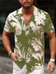 tanie Koszule hawajskie-Męskie Koszula Koszula hawajska Kwiaty Aloha Wieczorne Jasnożółty czarny / biały Rumiany róż Czerwony Niebieski Nadruk Codzienny Święto Krótki rękaw Nadruk Przycisk w dół Odzież Moda Designerskie