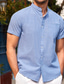 abordables chemises décontractées pour hommes-Homme Chemise Lin Chemisette Chemise d&#039;été Noir Blanche bleu marine Manche Courte Plein Col Eté Casual du quotidien Vêtement Tenue Poche avant