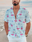 billige Hawaiiskjorter-Herre Skjorte Hawaii skjorte Blomstret Flamingo Grafiske tryk Aftæpning Blå-Grøn Sort Hvid Blå Lyseblå Afslappet Ferie Kortærmet Knap ned Trykt mønster Tøj Tropisk Mode Gade Hawaiiansk