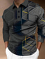 tanie 3d polo-Męskie Koszulka polo Koszula golfowa Wzory graficzne Geometria Wieczorne Żółty Zieleń wojskowa Czerwony Niebieski Fioletowy Druk 3D Na zewnątrz Ulica Długi rękaw Nadruk Przycisk w dół Odzież Moda