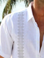 billiga fritidsskjortor för män-Herr linneskjorta Sommarskjorta Strandskjorta Nedvikt Sommar Kortärmad Vit Blå Kaki Grafiska tryck Ledigt Dagligen Kläder Button-Down