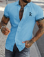 billiga fritidsskjortor för män-Herr Skjorta Sommarskjorta Bokstav Nedvikt Svart Vit Gul Blå Grå Gata Ledigt Kortärmad Button-Down Kläder Mode Ledigt Bekväm
