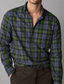 Χαμηλού Κόστους ανδρικά πουκάμισα casual-Ανδρικά Πουκάμισο Πουκάμισο με κουμπιά Casual πουκάμισο Κρασί Βυσσινί Καφέ Πράσινο του τριφυλλιού Μακρυμάνικο Γραφική Καρό Απορρίπτω Δρόμος Διακοπές Κουμπί-Κάτω Ρούχα