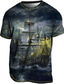 tanie T-shirty 3D męskie-Męskie Podkoszulek Koszulki Graficzny Statek Półgolf Odzież Druk 3D Na zewnątrz Codzienny Krótki rękaw Nadruk Zabytkowe Moda Designerskie