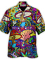 tanie Koszule hawajskie-Męskie Koszula Koszula hawajska Grzyb Wieczorne Czarny Żółty Czarny / fioletowy Czerwony Fioletowy Na zewnątrz Ulica 3D Przycisk w dół Odzież Moda Designerskie Codzienny Oddychający