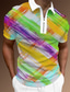 cheap Zip Polo-Men&#039;s Polo Shirt Golf Shirt Rainbow Turndown Olive Green Black White White / Crystal Rainbow 3D Print Outdoor Street Short Sleeves Zipper Print Clothing Apparel Fashion Designer Casual Breathable