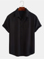 baratos camisas masculinas casuais-Homens camisa de botão camisa de verão Camisa casual Preto Branco Azul Cinzento Manga Curta Tecido Aberto para a Lateral Rua Férias Botão para baixo Roupa Moda Lazer