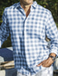 abordables camisas de lino para hombre-Hombre camisa de lino Camisa de verano Camisa de playa Blanco Verde Claro Azul Piscina Manga Larga Plano Cuello Vuelto Primavera verano Hawaiano Festivos Ropa Bolsillo delantero