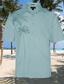 tanie Koszule hawajskie-Męskie Koszula Koszula hawajska Liść palmowy Wieczorne Biały Żółty Niebieski Na zewnątrz Ulica Krótki rękaw Haft Przycisk w dół Odzież Moda Moda miejska Nowoczesne Hawajskie