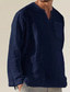 abordables chemises en lin pour hommes-Homme Chemise Lin Chemisette Chemise d&#039;été Chemise de plage Noir Blanche bleu marine manche longue Plein Col V Printemps été Casual du quotidien Vêtement Tenue Poche avant