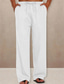 cheap Casual Pants-Men&#039;s Linen Pants Trousers Summer Pants Pocket Drawstring Elastic Waist Plain Outdoor Daily Going out Linen / Cotton Blend Streetwear Stylish Black White