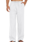 cheap Casual Pants-Men&#039;s Linen Pants Trousers Summer Pants Pocket Drawstring Elastic Waist Plain Outdoor Daily Going out Linen / Cotton Blend Streetwear Stylish White Pink