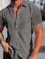 baratos camisas masculinas casuais-Homens camisa de botão camisa de verão Camisa casual Preto Branco Azul Cinzento Manga Curta Tecido Aberto para a Lateral Rua Férias Botão para baixo Roupa Moda Lazer