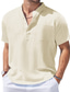 cheap Men&#039;s Casual Shirts-Men&#039;s Linen Shirt Summer Shirt Collar Summer Short Sleeves Light Yellow White Light Green Plain Holiday Vacation Clothing Apparel Front Pocket