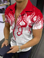 Недорогие Гавайские рубашки-Муж. Рубашка Гавайская рубашка Графические принты Осьминог Отложной Черный Белый + черный Белый Винный Красный Для улицы Повседневные Короткие рукава Кнопка вниз С принтом Одежда
