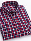 cheap Dress Shirts-Men&#039;s Dark Red Wine Red Dark Navy Long Sleeve Plaid / Striped / Chevron / Round Shirt Collar All Seasons Office &amp; Career Daily Wear Clothing Apparel Cross