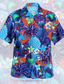 Недорогие Гавайские рубашки-Муж. Рубашка Летняя рубашка Гавайская рубашка Графика Гавайский Алоха Лягушка Дизайн Отложной Красный зеленый Светло-зеленый Синий Небесно-голубой Лиловый С принтом на открытом воздухе Для улицы