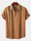 cheap Men&#039;s Casual Shirts-Men&#039;s Shirt Button Up Shirt Summer Shirt Casual Shirt Light Yellow Yellow Pink Red &amp; White Orange Short Sleeve Striped Turndown Street Daily Print Clothing Apparel Stylish Casual Classic