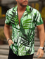 رخيصةأون قمصان رجالية مطبوعة-رجالي قميص قميص هاواي الوها أوراق طوي أحمر / أبيض أرجواني أخضر طباعة فضفاض مناسب للبس اليومي كم قصير زر أسفل طباعة ملابس موضة مصمم كاجوال