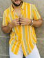 cheap Men&#039;s Casual Shirts-Men&#039;s Shirt Button Up Shirt Summer Shirt Casual Shirt Yellow Short Sleeve Striped Turndown Daily Vacation Print Clothing Apparel Fashion Casual Comfortable
