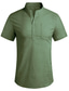 cheap Men&#039;s Casual Shirts-Men&#039;s Linen Shirt Summer Shirt Collar Summer Short Sleeves Light Yellow White Light Green Plain Holiday Vacation Clothing Apparel Front Pocket