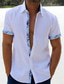 abordables camisas casuales de los hombres-Hombre camisa de lino Camisa de verano Camisa de playa Negro Blanco Rosa Manga Corta Plano Diseño Primavera verano Hawaiano Festivos Ropa Bolsillo
