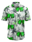 cheap Hawaiian Shirts-Men&#039;s Shirt Summer Hawaiian Shirt Graphic Prints Beer Leaves Turndown Blue Green Gray Street Casual Short Sleeves Button-Down Print Clothing Apparel Tropical Fashion Hawaiian Designer