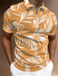voordelige 3D-ritspolo-Voor heren POLO Shirt Polo met rits Golfshirt Grafische prints Bladeren Strijkijzer Wit Oranje Buiten Straat Korte Mouw Vetoketju Afdrukken Kleding Modieus Ontwerper Casual Ademend