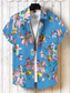 billige Hawaiiskjorter-Herre Skjorte Hawaii skjorte Grafisk Blomstret Krave Lysegul Lys Lyserød Sort Hvid Lyseblå Trykt mønster udendørs Gade Kortærmet 3D-udskrivning Knap ned Tøj Mode Designer Klassisk Bekvem