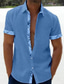 abordables camisas casuales de los hombres-Hombre camisa de lino Camisa de verano Camisa de playa Negro Blanco Rosa Manga Corta Plano Diseño Primavera verano Hawaiano Festivos Ropa Bolsillo