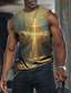cheap Gym Tank Tops-Men&#039;s Vest Top Sleeveless T Shirt for Men Graphic Cross Crew Neck Clothing Apparel 3D Print Daily Sports Sleeveless Print Fashion Designer Muscle