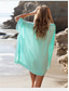 cheap Beach Dresses-Women&#039;s Beach Dresses Lace Dress Beach Wear Mini Dress Slim Dolman Classic Modern Plain V Neck 3/4 Length Sleeve Loose Fit Vacation Beach White Blue  Summer Spring One Size