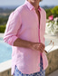 abordables camisas casuales de los hombres-Hombre camisa de lino Camisa casual Camisa de verano Camisa de playa Blanco Rosa Azul Piscina Manga Larga Plano Diseño Primavera verano Hawaiano Festivos Ropa Básico