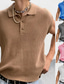 baratos suéter polo de tricô-Homens Camiseta Polo Polo de malha Casual Diário Lapela Sem Manga à moda Clássico Tecido Botão Primavera Branco Rosa Azul Marron Cinzento Camiseta Polo