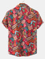 billige Hawaiiskjorts-Herre Skjorte Dresskjorter Hawaii skjorte Uformell skjorte Bokstaver Geometri Aftæpning Gul Blå Fuksia Trykt mønster Store størrelser Gate Avslappet Kortermet Trykt mønster Klær Bomull Mote Kul Retro