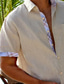お買い得  メンズカジュアルシャツ-男性用 リネンシャツ カジュアルシャツ サマーシャツ ビーチシャツ ホワイト ブルー グリーン 半袖 平織り ラペル 春夏 ハワイアン 祝日 衣類 フロントポケット